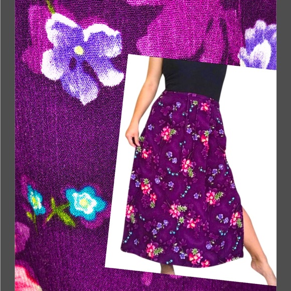 Jaclyn Smith Hawaiian Floral Skirt size S Midi Tie Elastic Waist wrinkle fabric - Picture 1 of 15